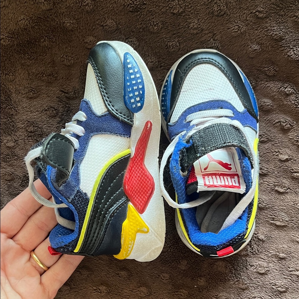 Puma Kids' Blue and Yellow Sneakers